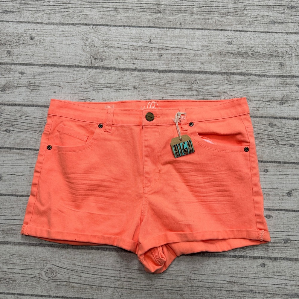 NEW Bluenotes Shorts Women's 34 Neon Coral High Rise Rolled Hem 520-1329 Summer